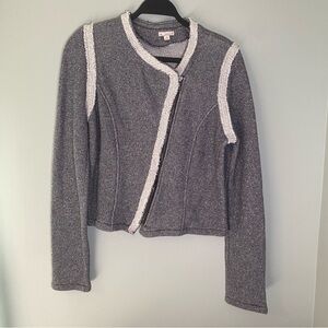 Gap Jacket Size Medium Heather Gray Navy Asymmetric Zipper 100% Cotton Moto